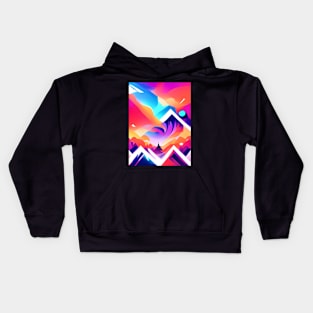 Red Mountain Hiking Neon Abstract Pattern Kids Hoodie